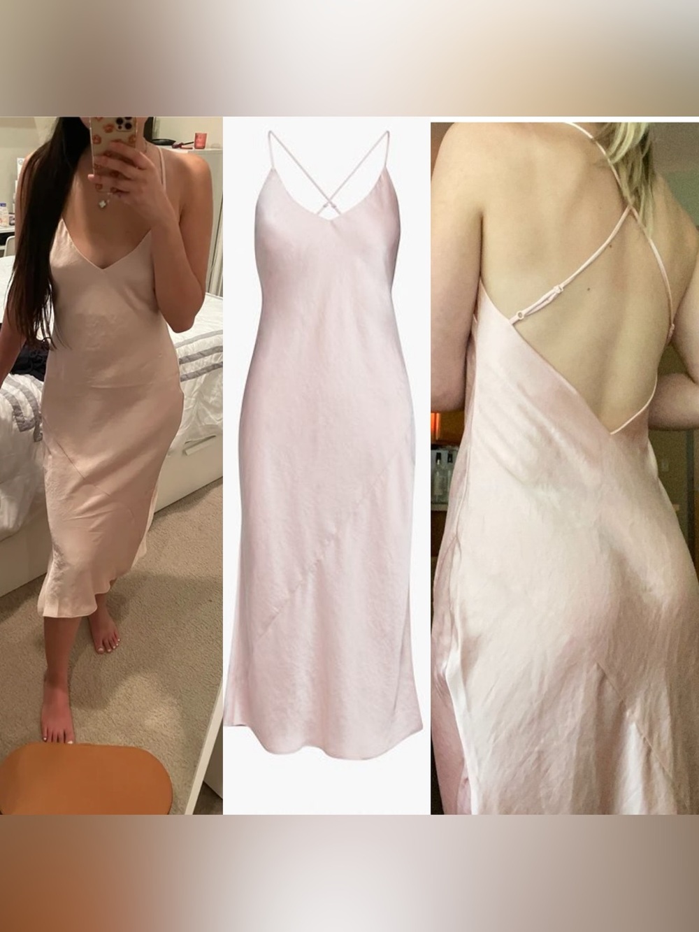 * NWT S / P * aritzia only slit slip midi dress * poetic pink * satin from Japan